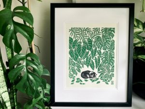 Az erdő mélyén linómetszet 2